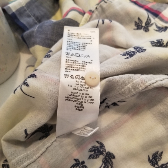 Tommy Bahama Mens Double Flora Camp Shirt L Plaid Palm  Tree Print Island - Picture 5 of 7